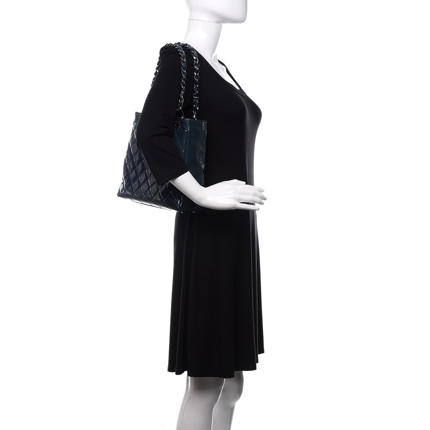Patent Caviar Quilted Reissue 2.55 Tote Blue