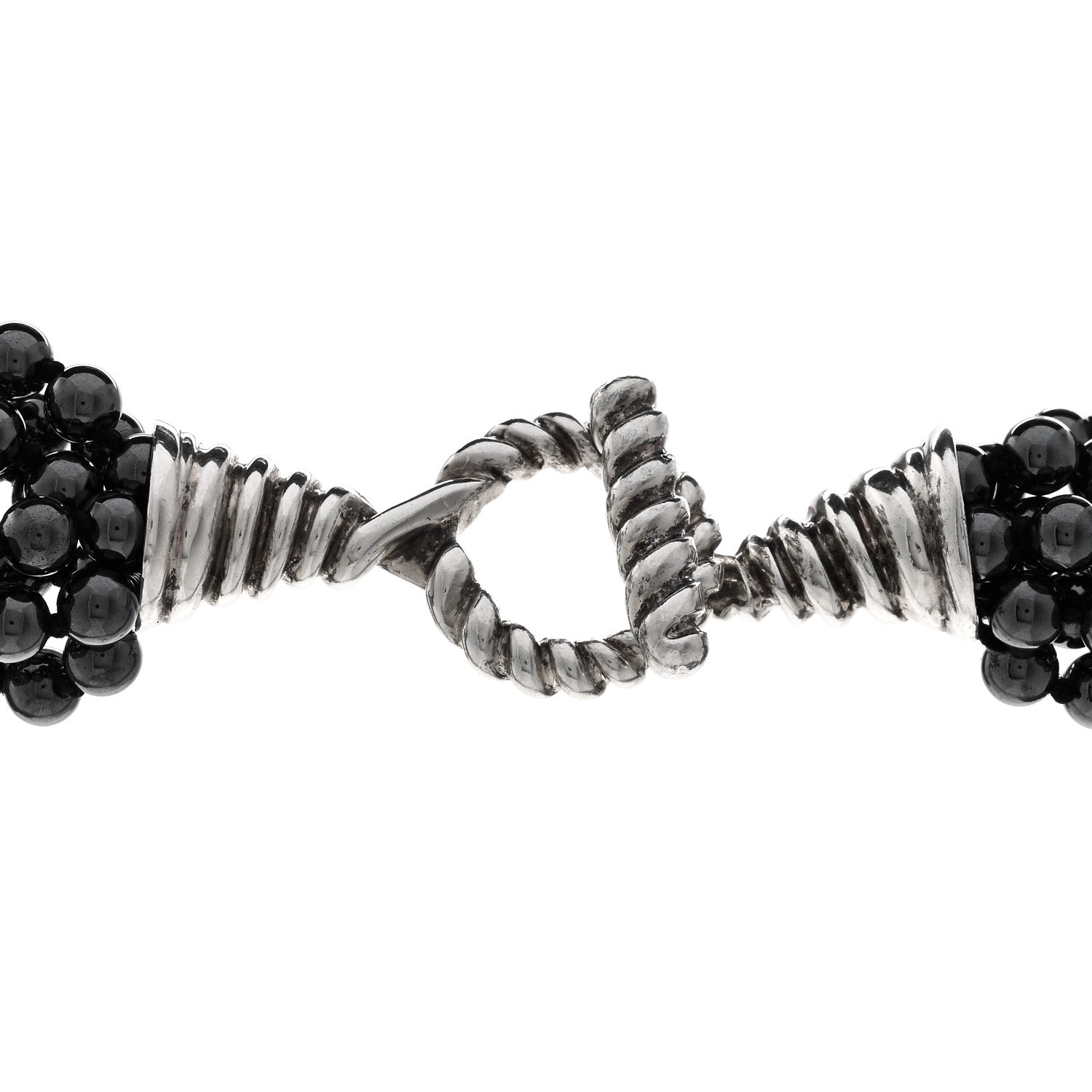 Tiffany Sterling Silver Hematite Torsade Multi Strand Bead Necklace 4 of 5