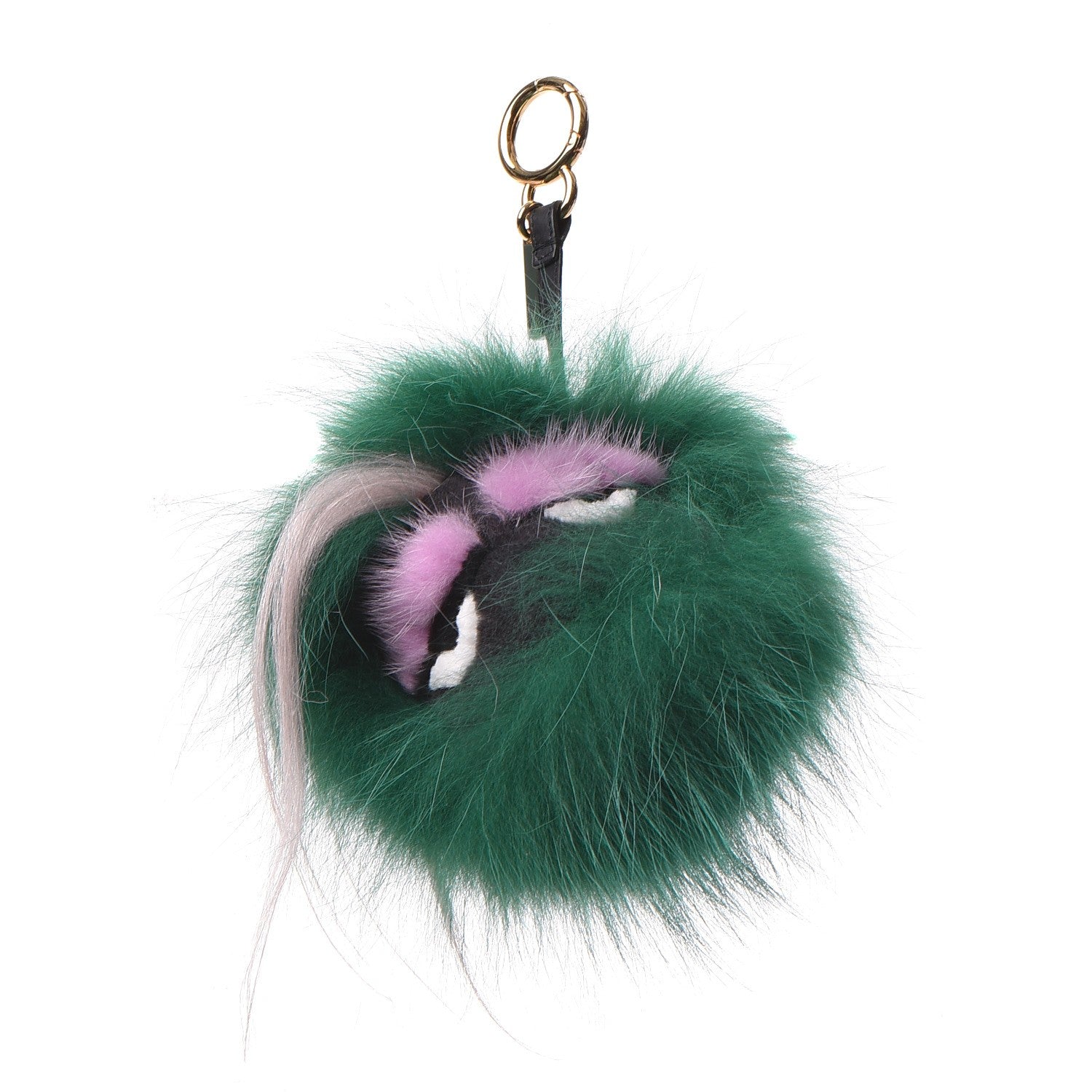 Fendi Fox Rabbit Goat Mink Fur Vitello Flamingo Minty Monster Bag Bug Charm Green Apple Multicolor 1 of 6