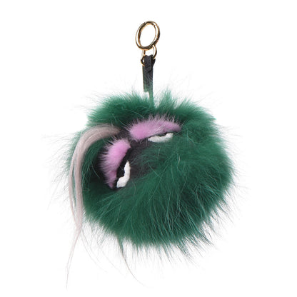 Fendi Fox Rabbit Goat Mink Fur Vitello Flamingo Minty Monster Bag Bug Charm Green Apple Multicolor 1 of 6
