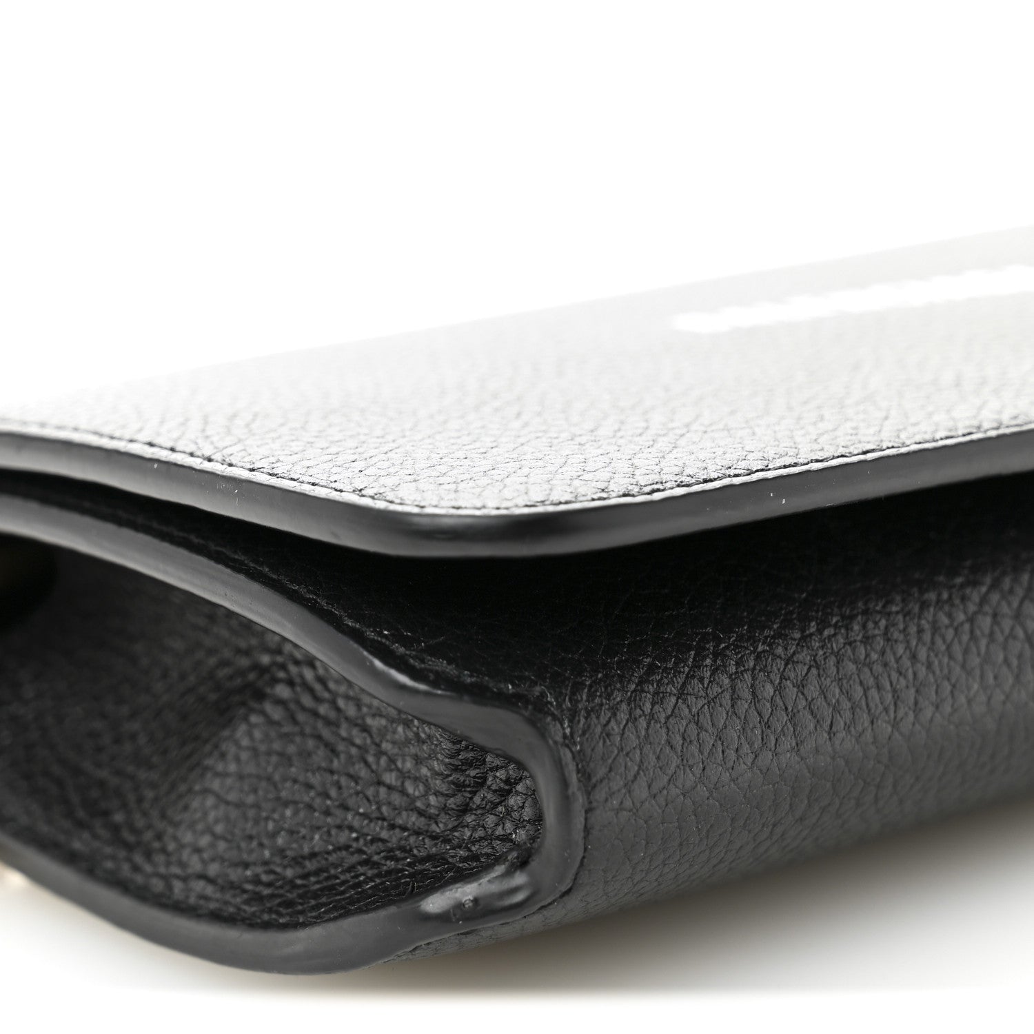 Balenciaga Grained Calfskin Logo Cash Phone Holder Wallet On Chain Black White 8 of 9
