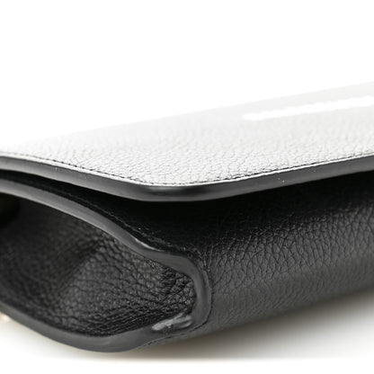 Balenciaga Grained Calfskin Logo Cash Phone Holder Wallet On Chain Black White 8 of 9