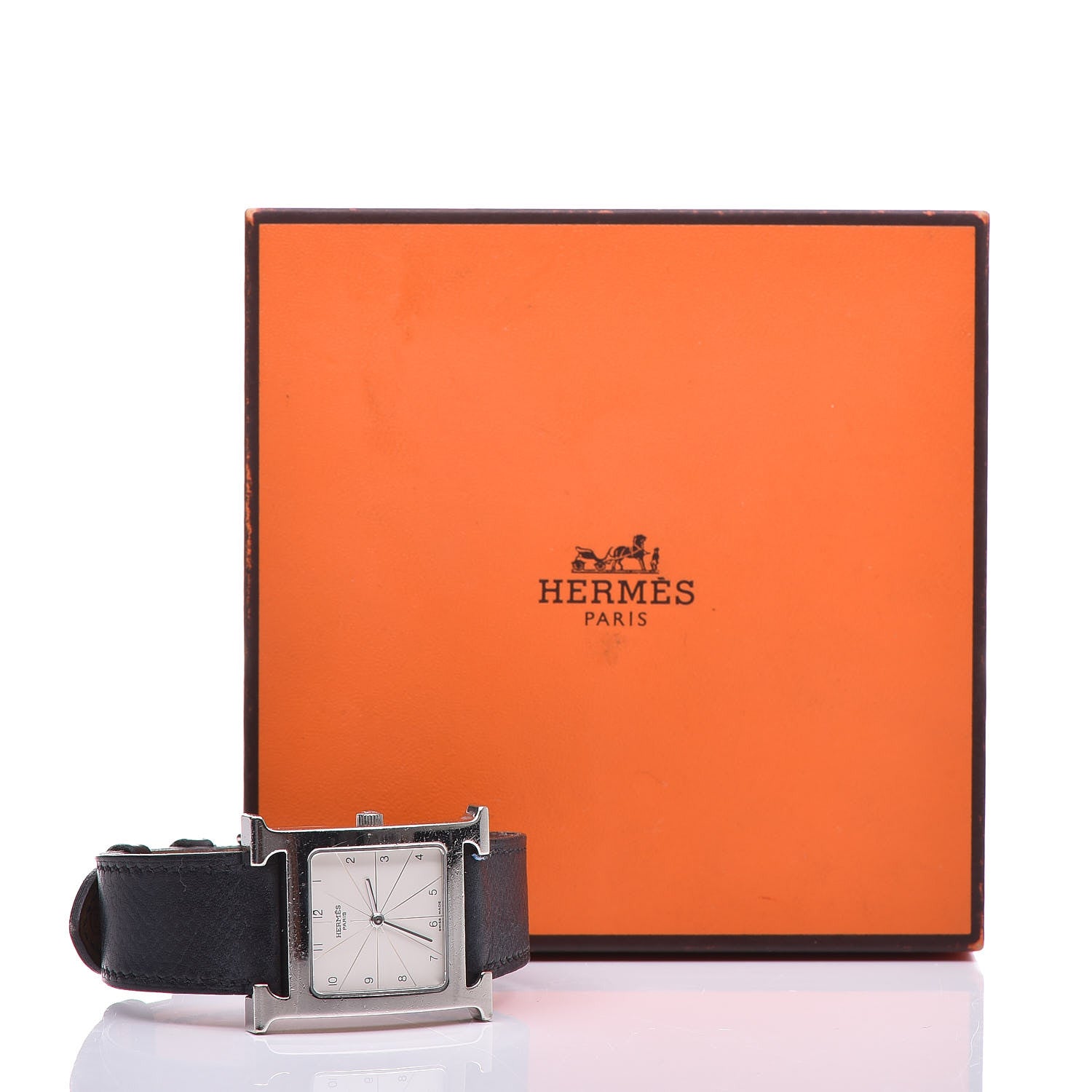 Hermes Stainless Steel Courchevel 26mm Heure H Hour Quartz Watch Noir 9 of 9