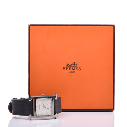 Hermes Stainless Steel Courchevel 26mm Heure H Hour Quartz Watch Noir 9 of 9