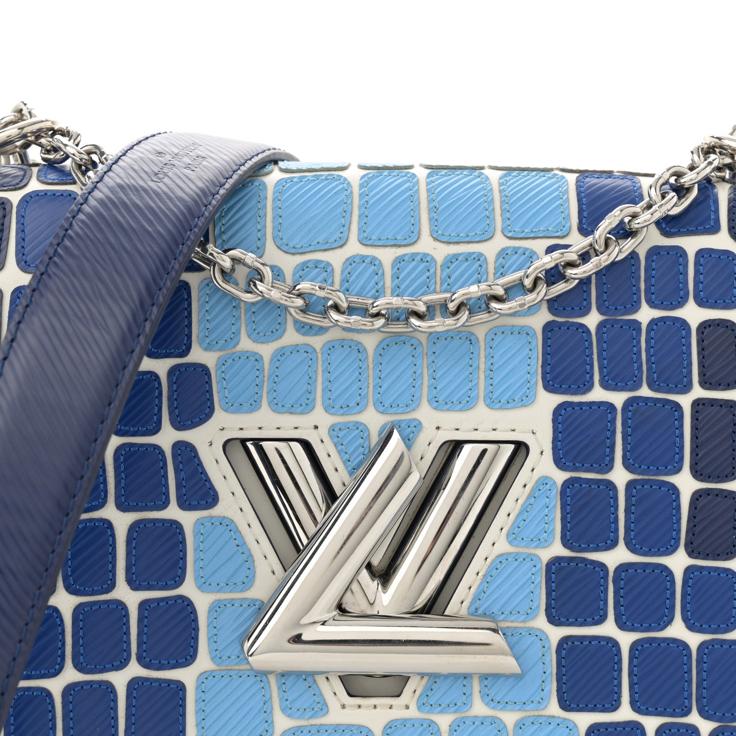 Louis Vuitton Epi Savane Twist Shoulder Bag MM Blue 7 of 10