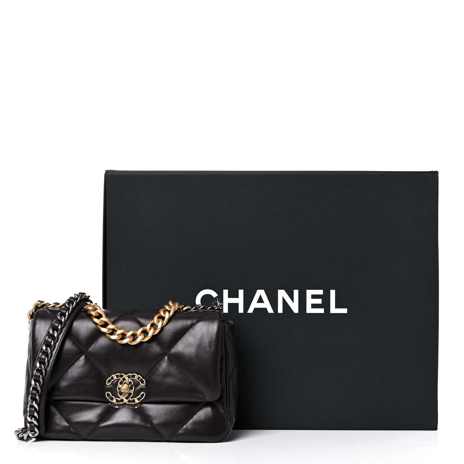 Chanel Lambskin Quilted Medium Chanel 19 Flap Dark Brown 10 of 10
