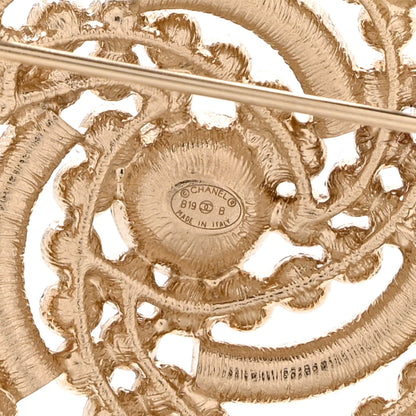 Chanel Pearl Crystal Lace Camellia Brooch Gold 4 of 4