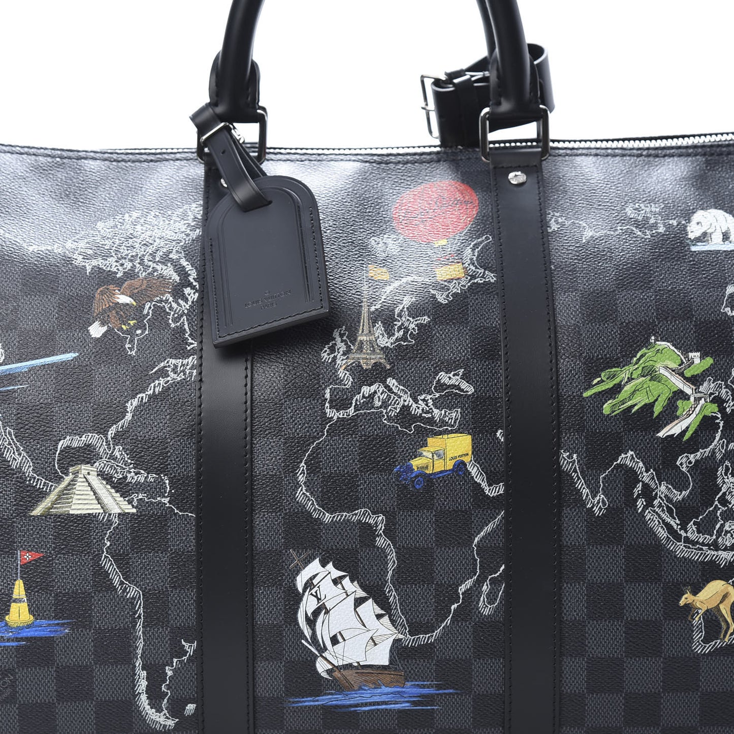 Damier Graphite World Map Keepall Bandouliere 50
