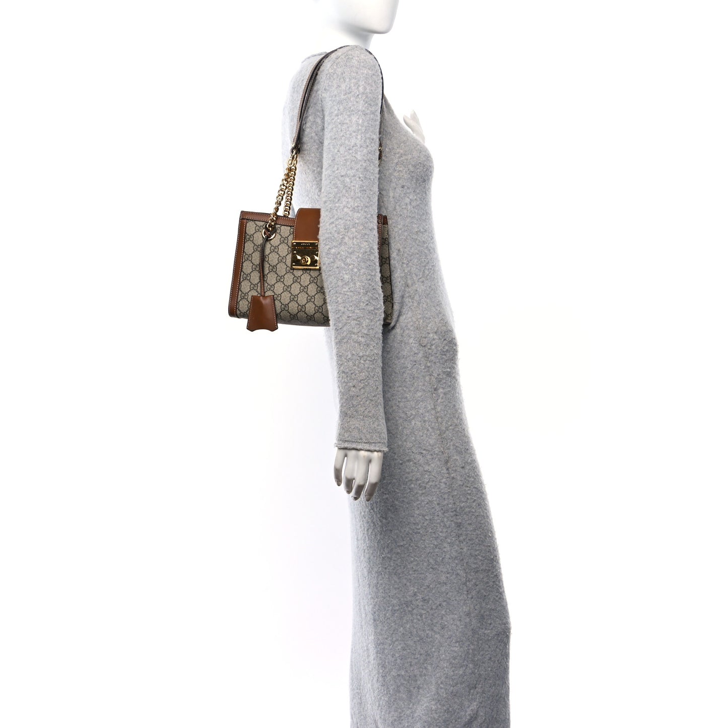 GG Supreme Monogram Calfskin Small Padlock Tote  Beige Ebony Tuscany