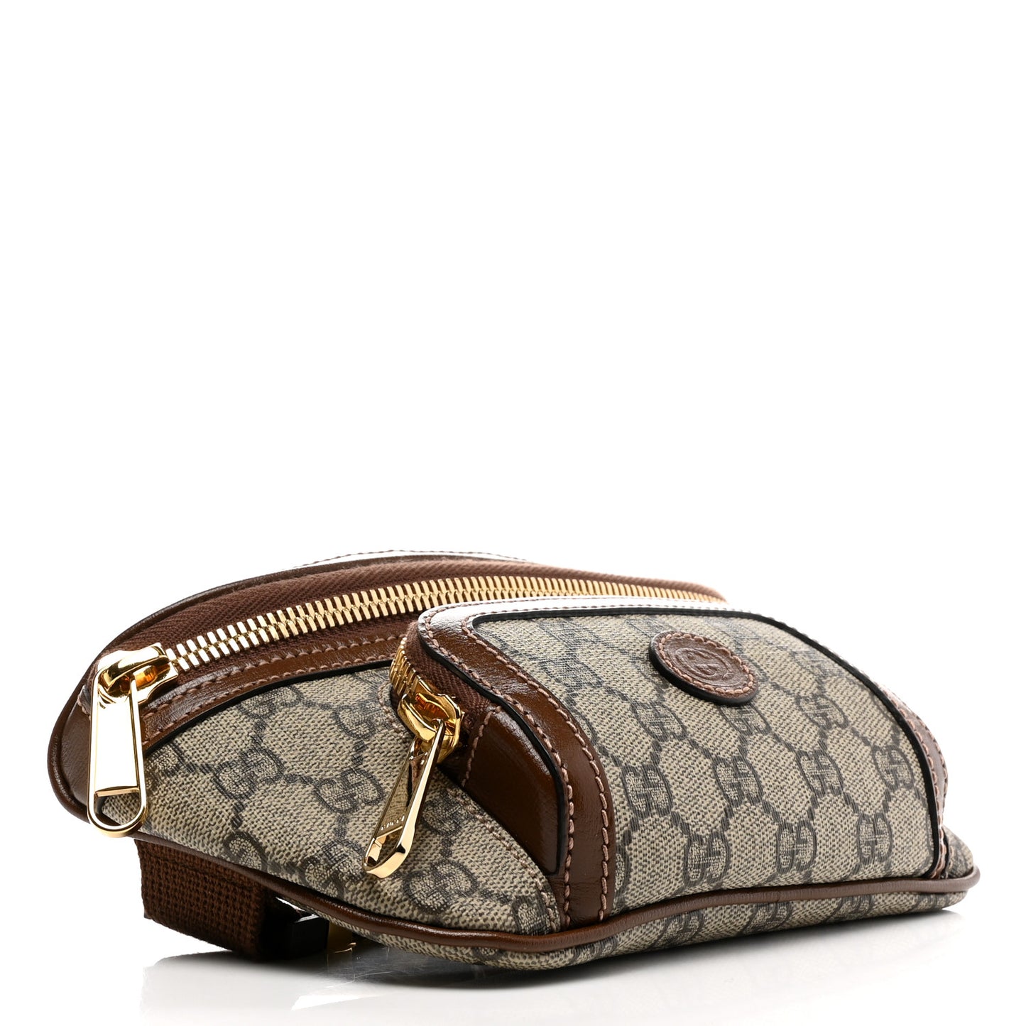GG Supreme Monogram Textured Calfskin Retro Interlocking G Belt Bag Beige Ebony Brown Sugar