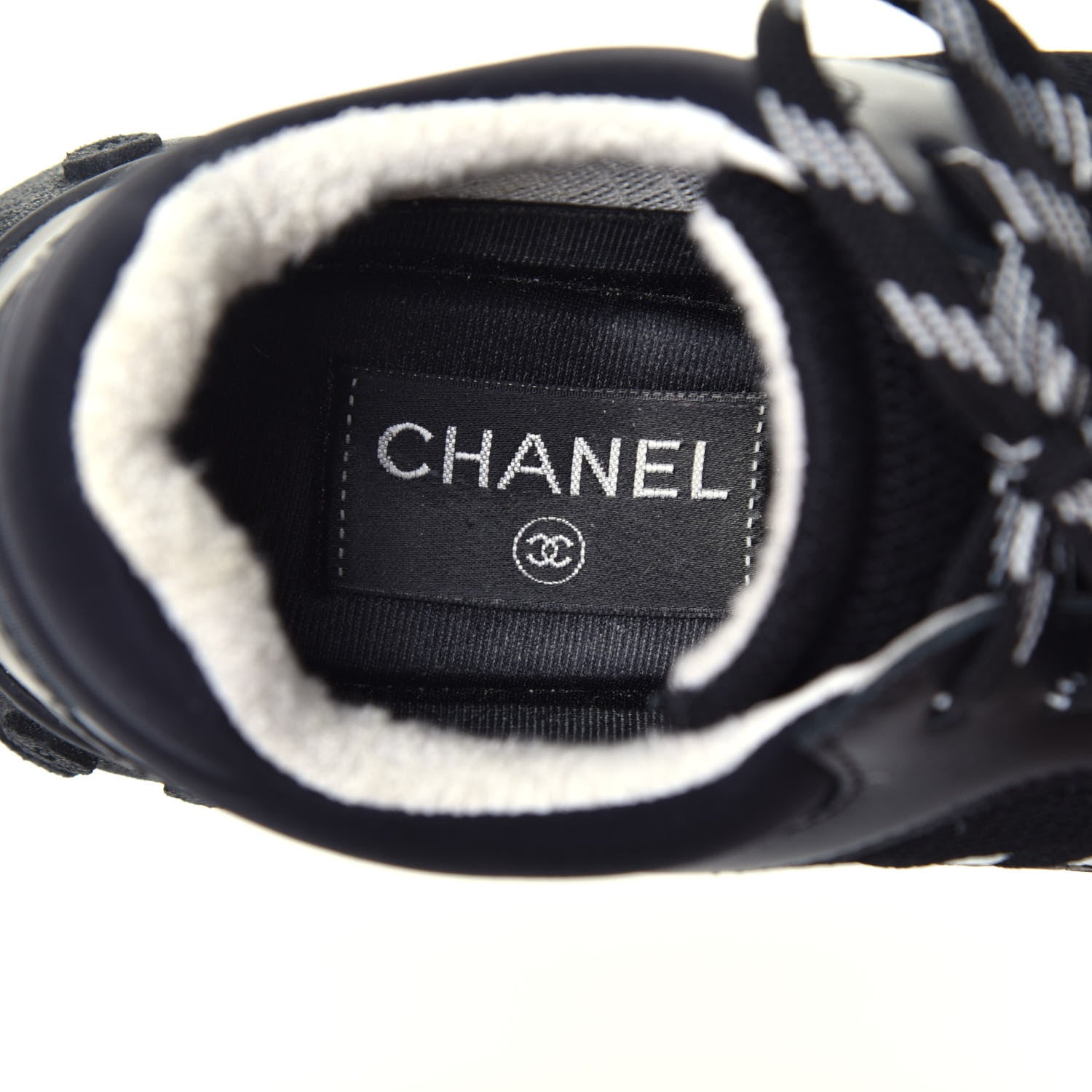 Chanel Calfskin Mesh Lycra Womens Logo Sneakers 36.5 Black 7 of 9
