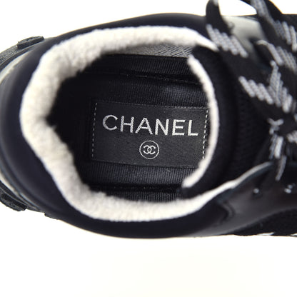 Chanel Calfskin Mesh Lycra Womens Logo Sneakers 36.5 Black 7 of 9