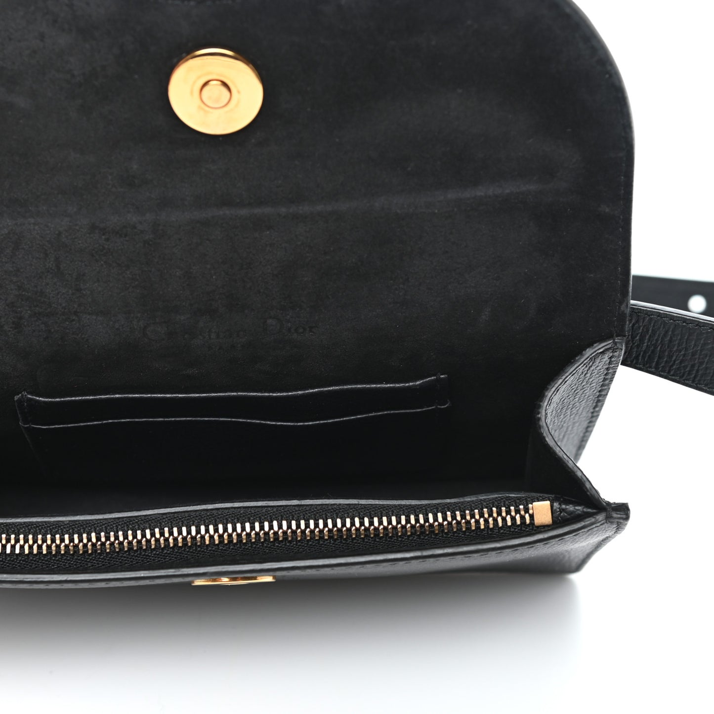 Grained Calfskin Saddle Belt Clutch Black