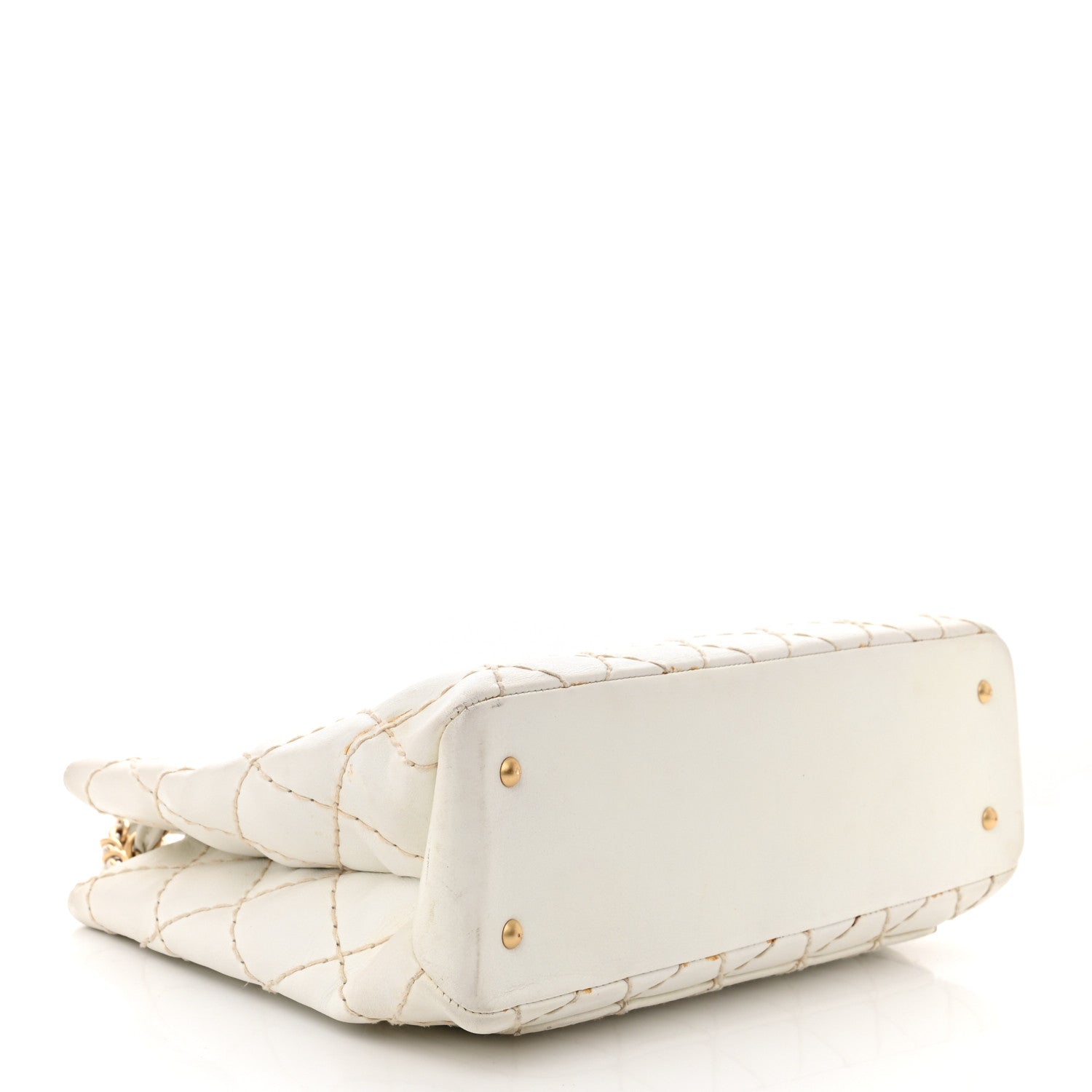 Chanel Calfskin Wild Stitch Shoulder Bag White 4 of 19
