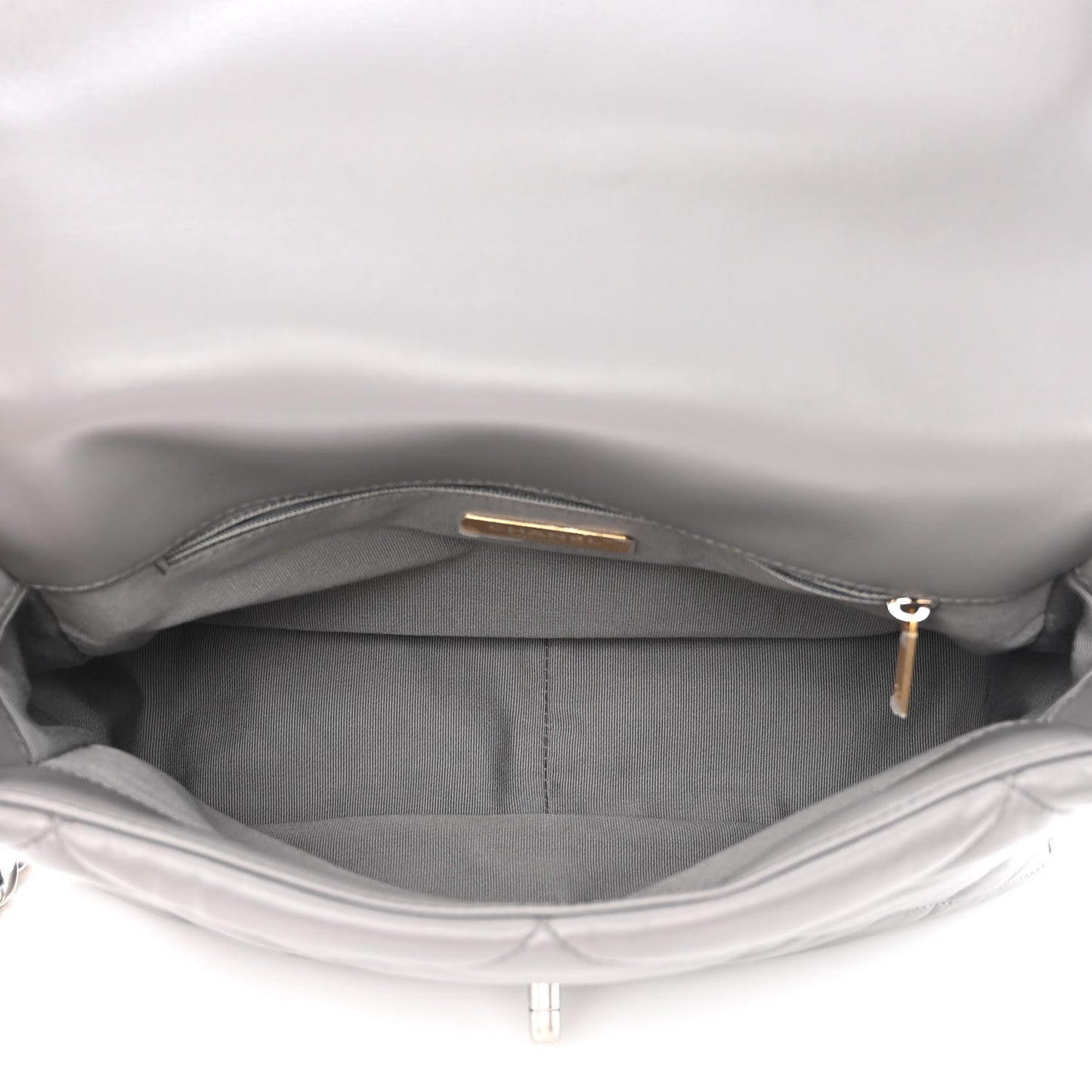 Lambskin Quilted Large Chanel 19 Flap Grey