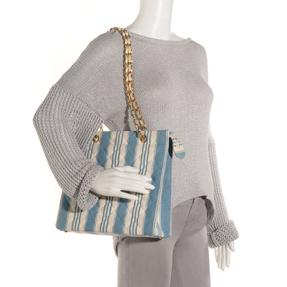 Chanel Denim Striped Shoulder Bag 2 of 8