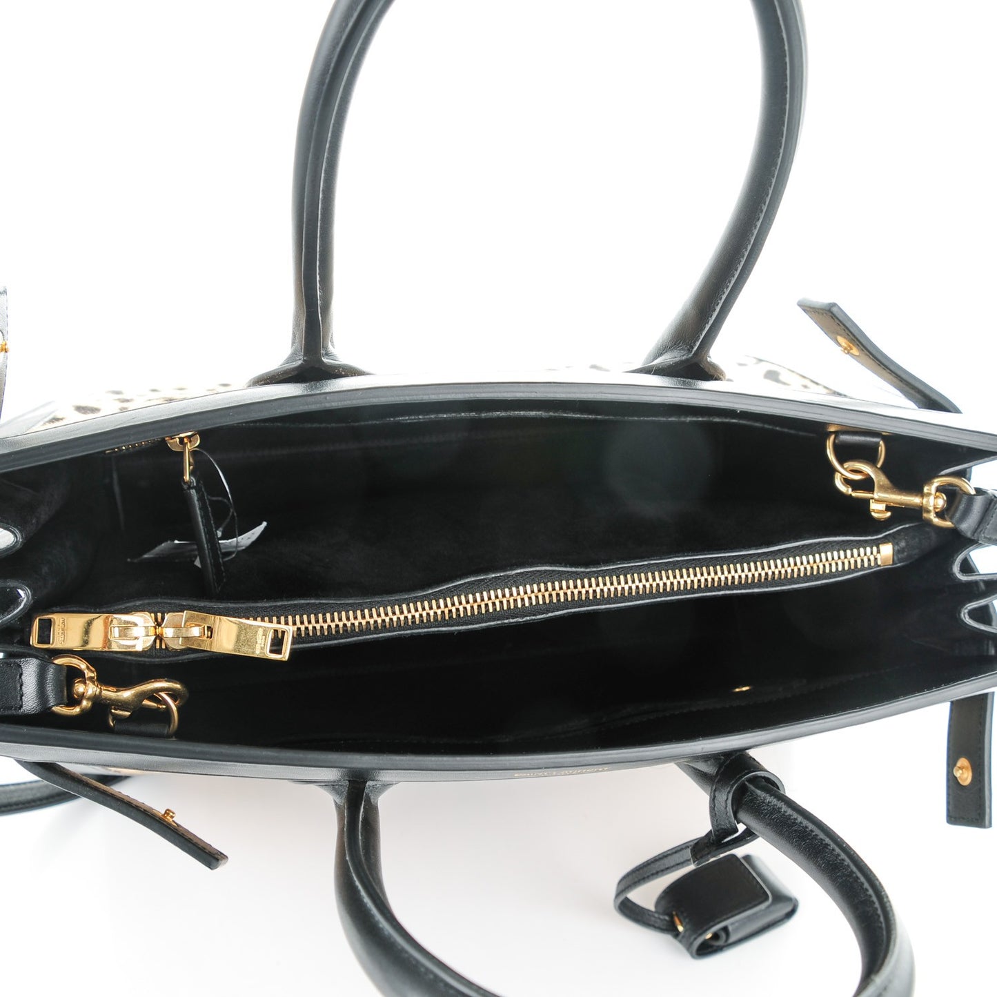 Calf Hair Leopard Print Small Sac De Jour Black