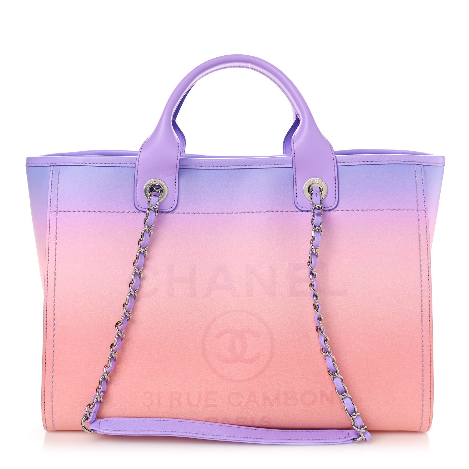Chanel Shaded Calfskin Medium Deauville Tote Light Purple Pink Coral 2 of 11