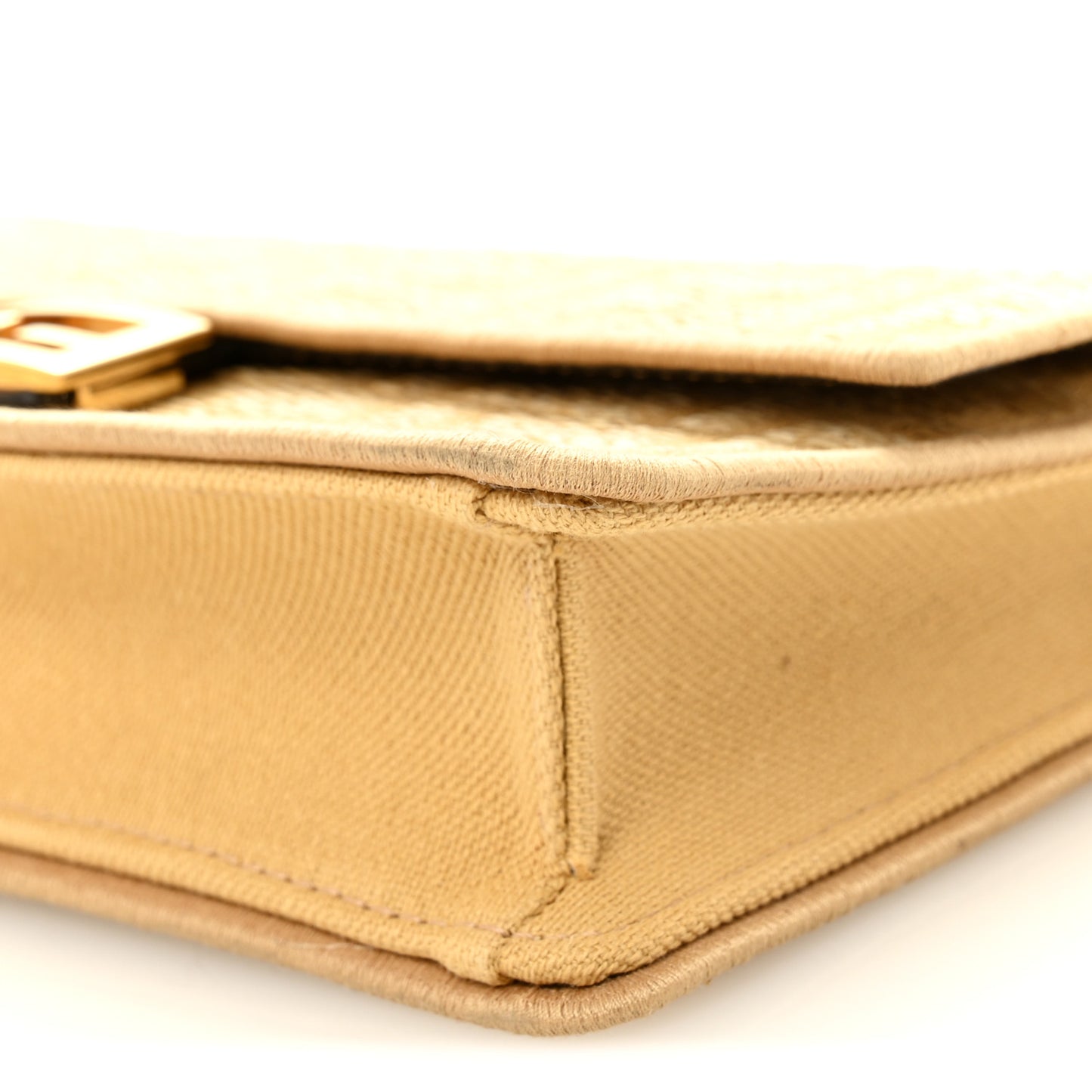 Fabric Jacquard Raffia Straw FF 1974 Wallet On Chain Natural Dark Honey