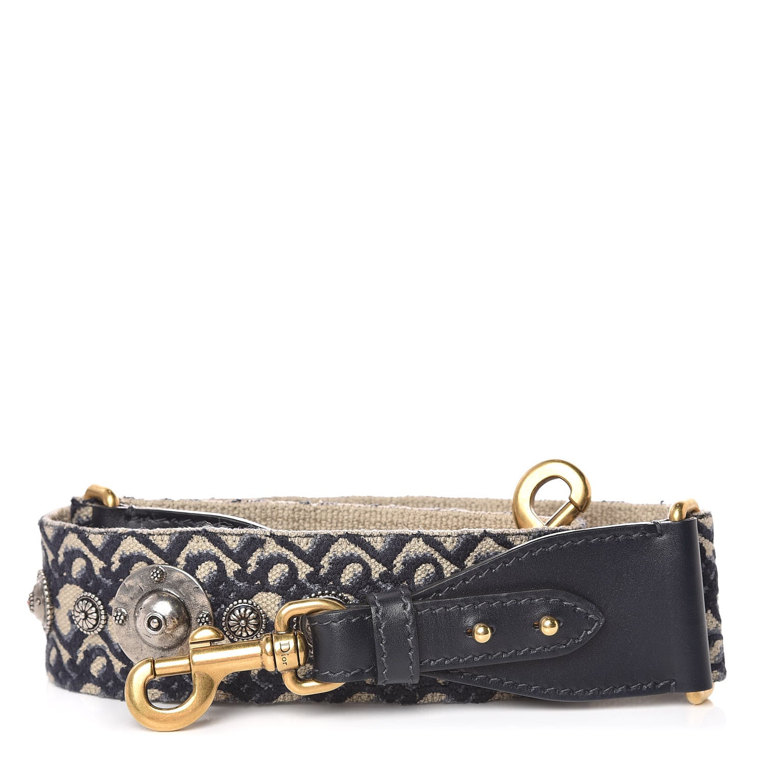 Christian Dior Oblique Studded Shoulder Strap Blue 1 of 6