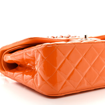 Chanel Patent Quilted Jumbo Double Flap Orange 9 of 10