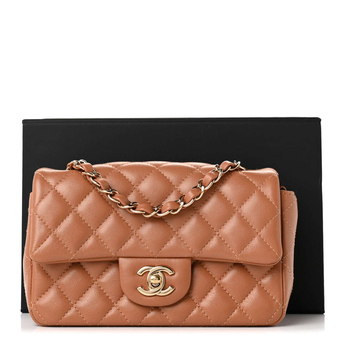 Chanel Lambskin Quilted Mini Rectangular Flap Brown 11 of 11