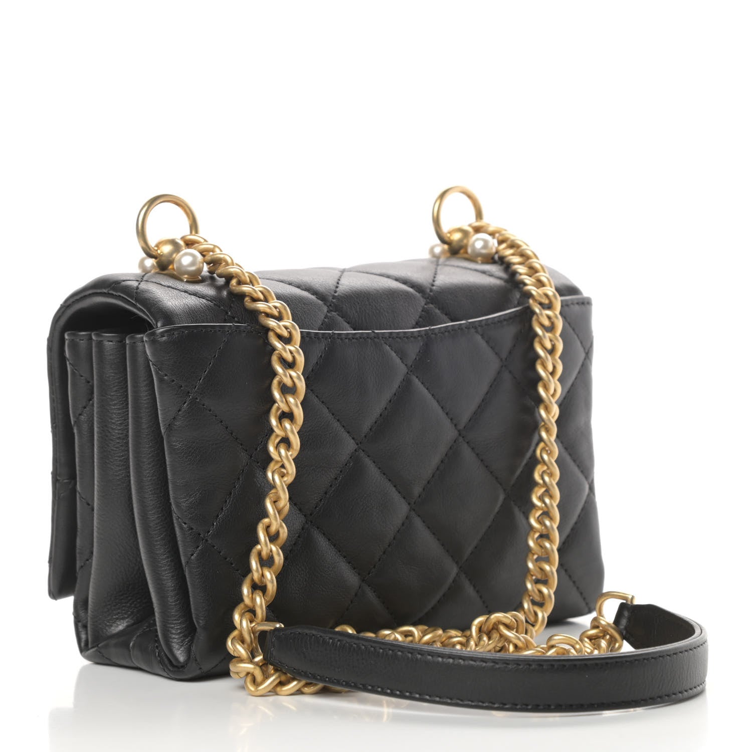 Chanel Calfskin Quilted Accordion Pearl CC Flap Bag Black 3 of 13