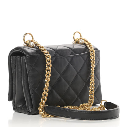 Chanel Calfskin Quilted Accordion Pearl CC Flap Bag Black 3 of 13