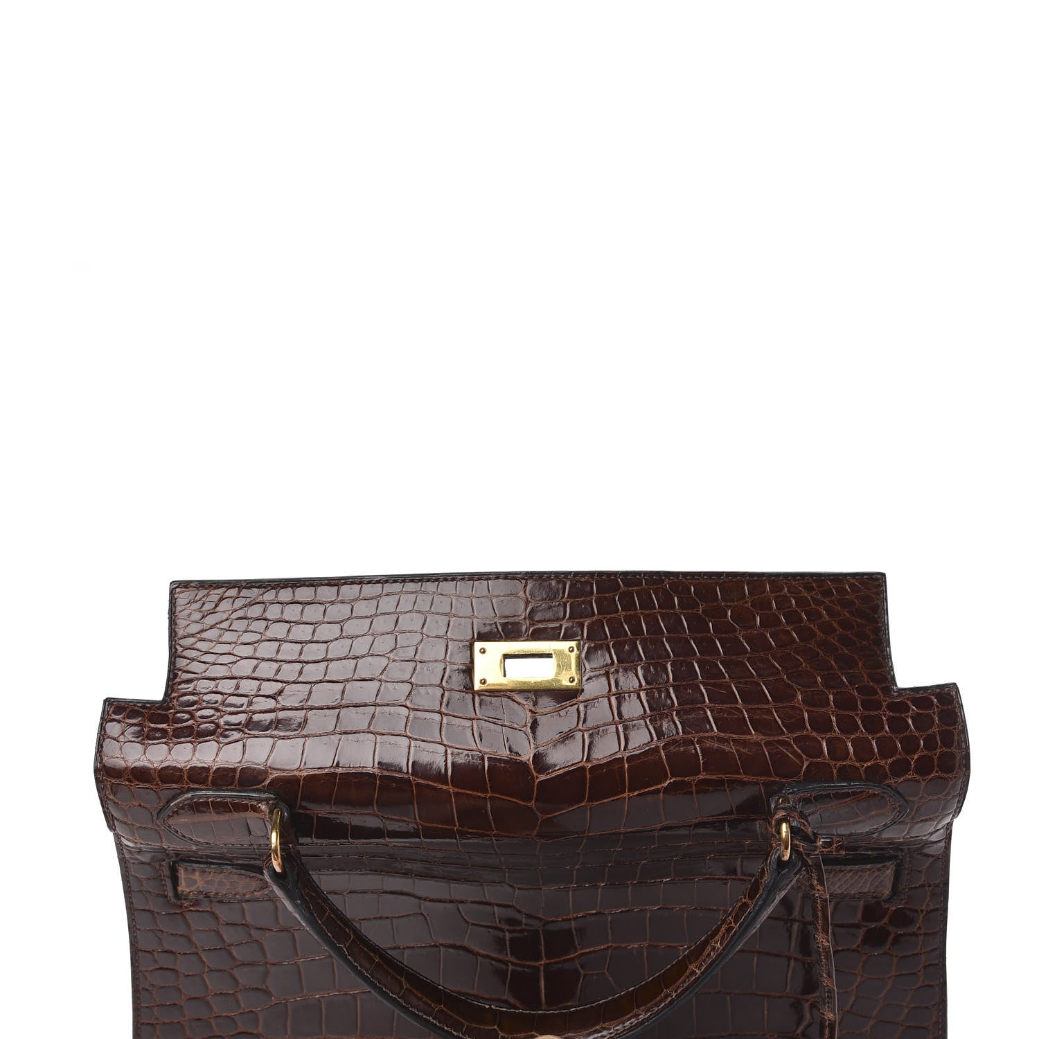 Hermes Shiny Niloticus Crocodile Kelly Sellier 32 Havane 24 of 30