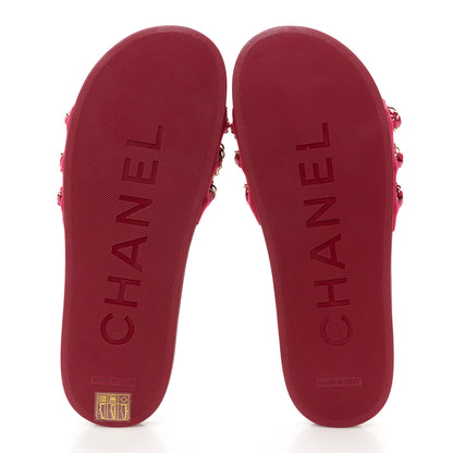 Chanel Satin Chain Flat Sandals 40 Dark Fuchsia 5 of 9