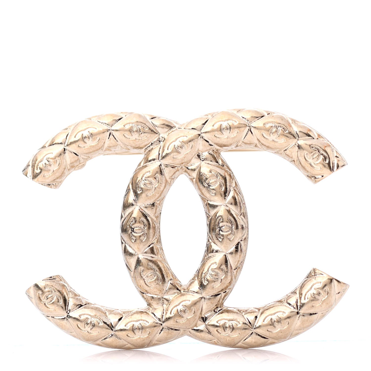 Chanel Metal CC Diamond Quilted Brooch Light Gold 1 of 3
