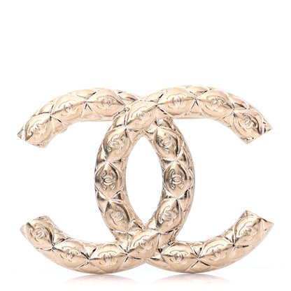 Chanel Metal CC Diamond Quilted Brooch Light Gold 1 of 3