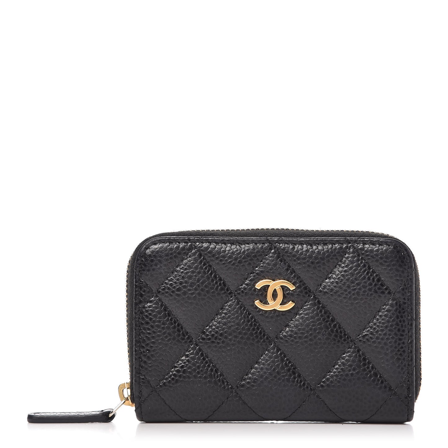 Caviar Quilted Zip Coin Purse Black