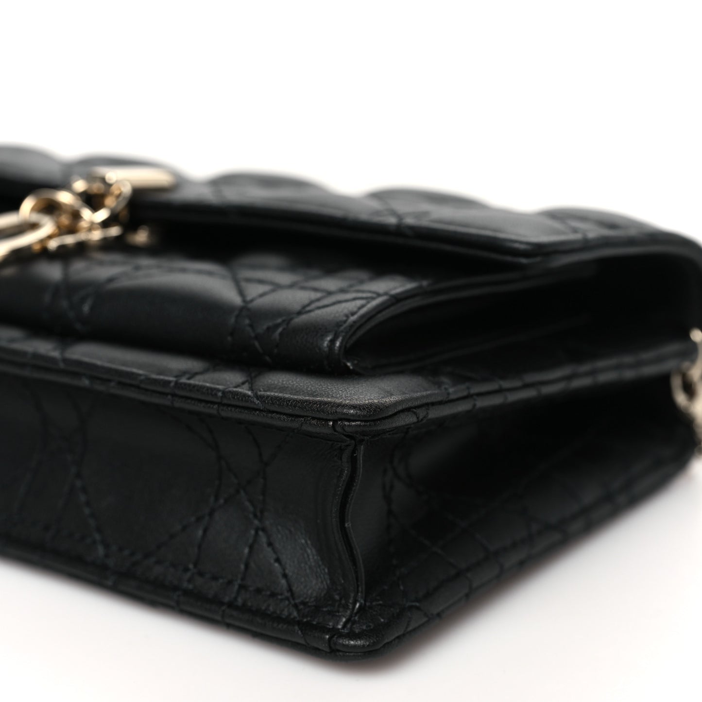 Lambskin Cannage Lady Dior Chain Pouch Black