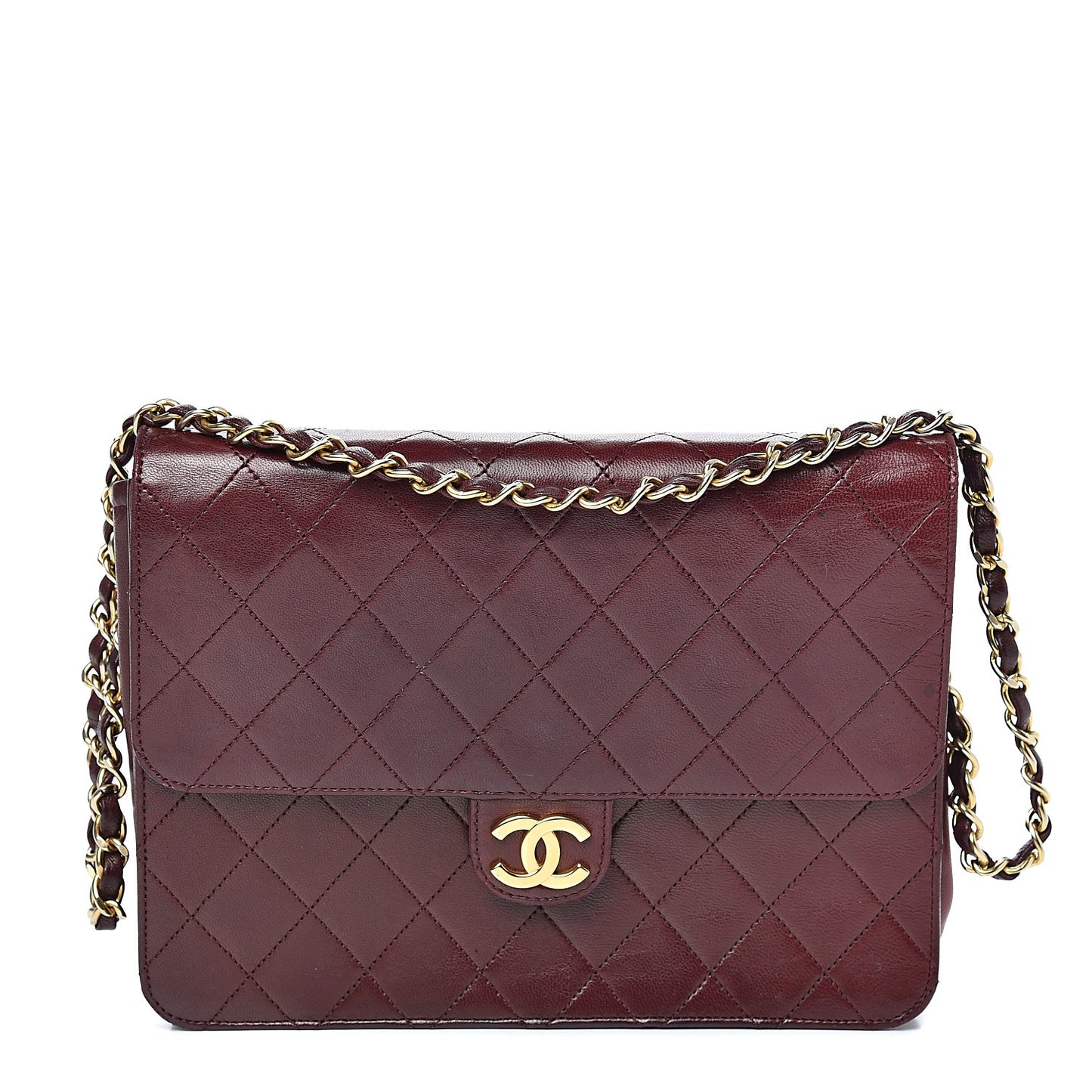 Lambskin Quilted Small Single Flap Bordeaux