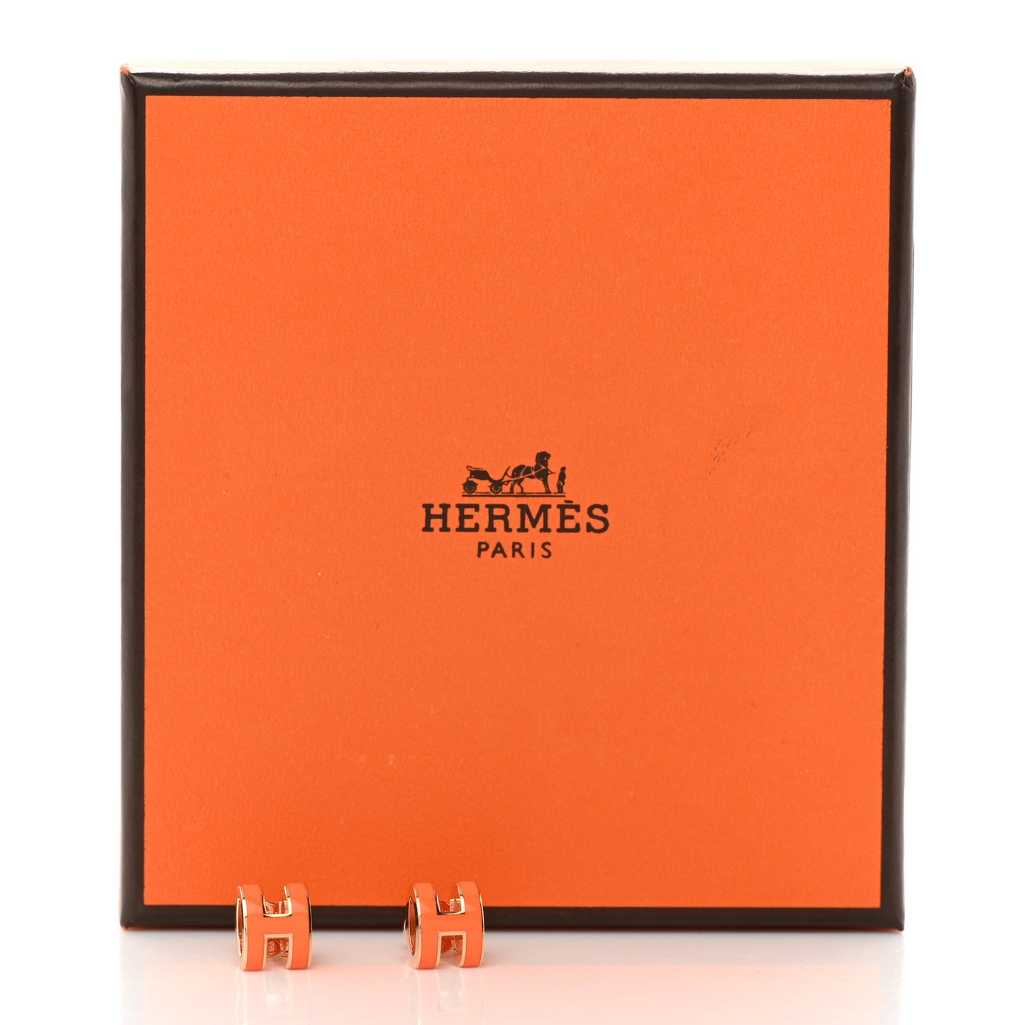 Gold Lacquered Mini Pop H Earrings Orange Soie