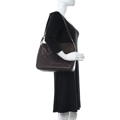 Chanel Calfskin Quilted CC Shoulder Bag Dark Brown 2 of 11