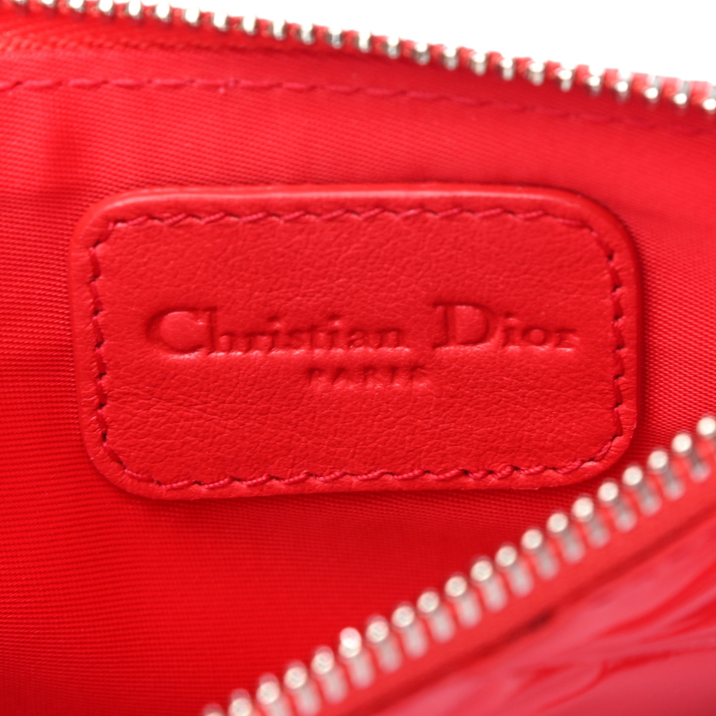Patent Cannage Lady Dior Key Pouch Red