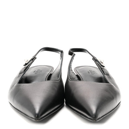 Hermes Nappa Lovely Slingback Flats 37.5 Black 3 of 10