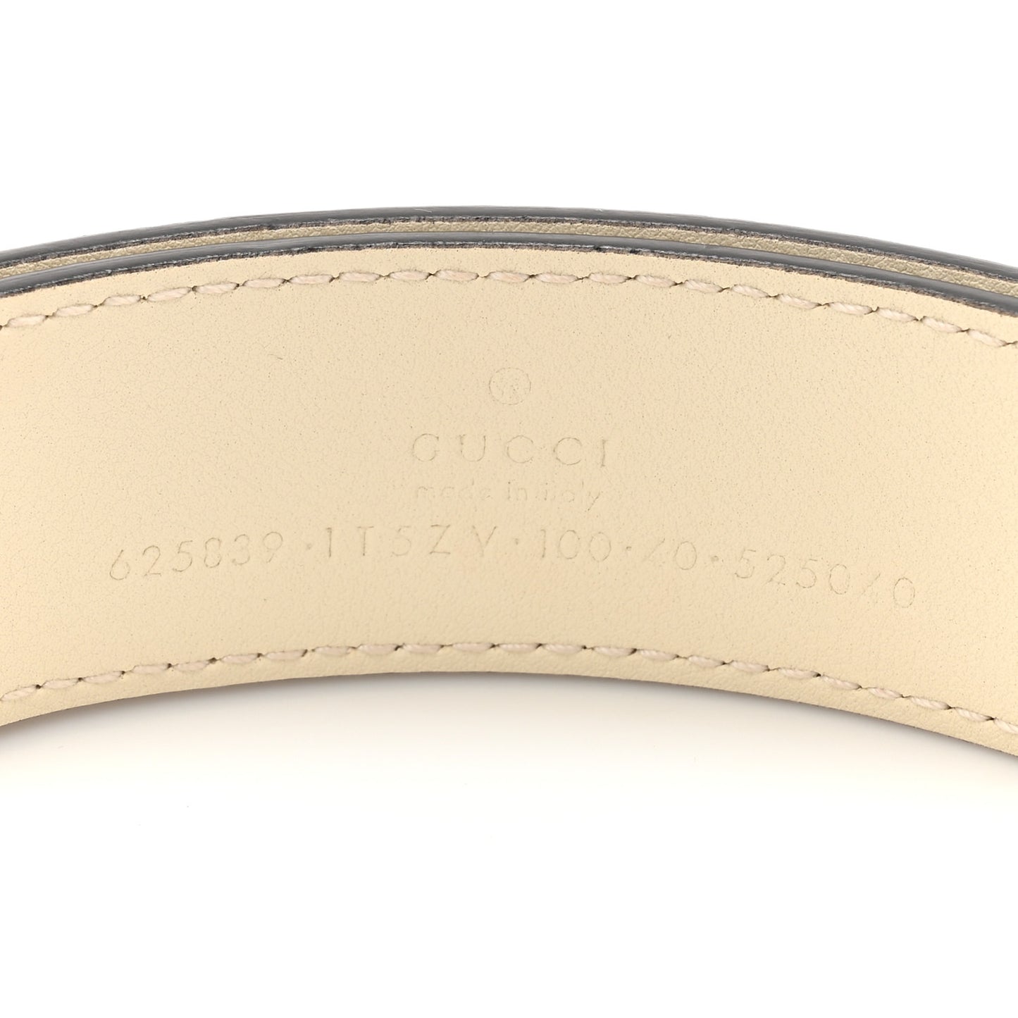 Textured Dollar Calfskin Berry Print Double G 30mm Belt  100 40 Mystic White