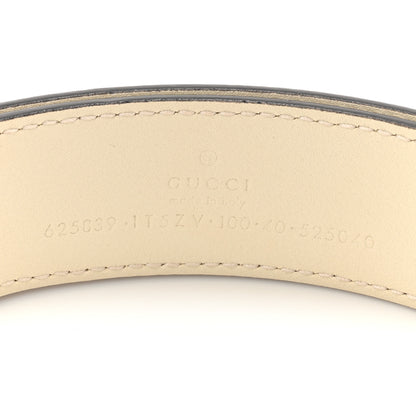 Gucci Textured Dollar Calfskin Berry Print Double G 30mm Belt  100 40 Mystic White 4 of 5