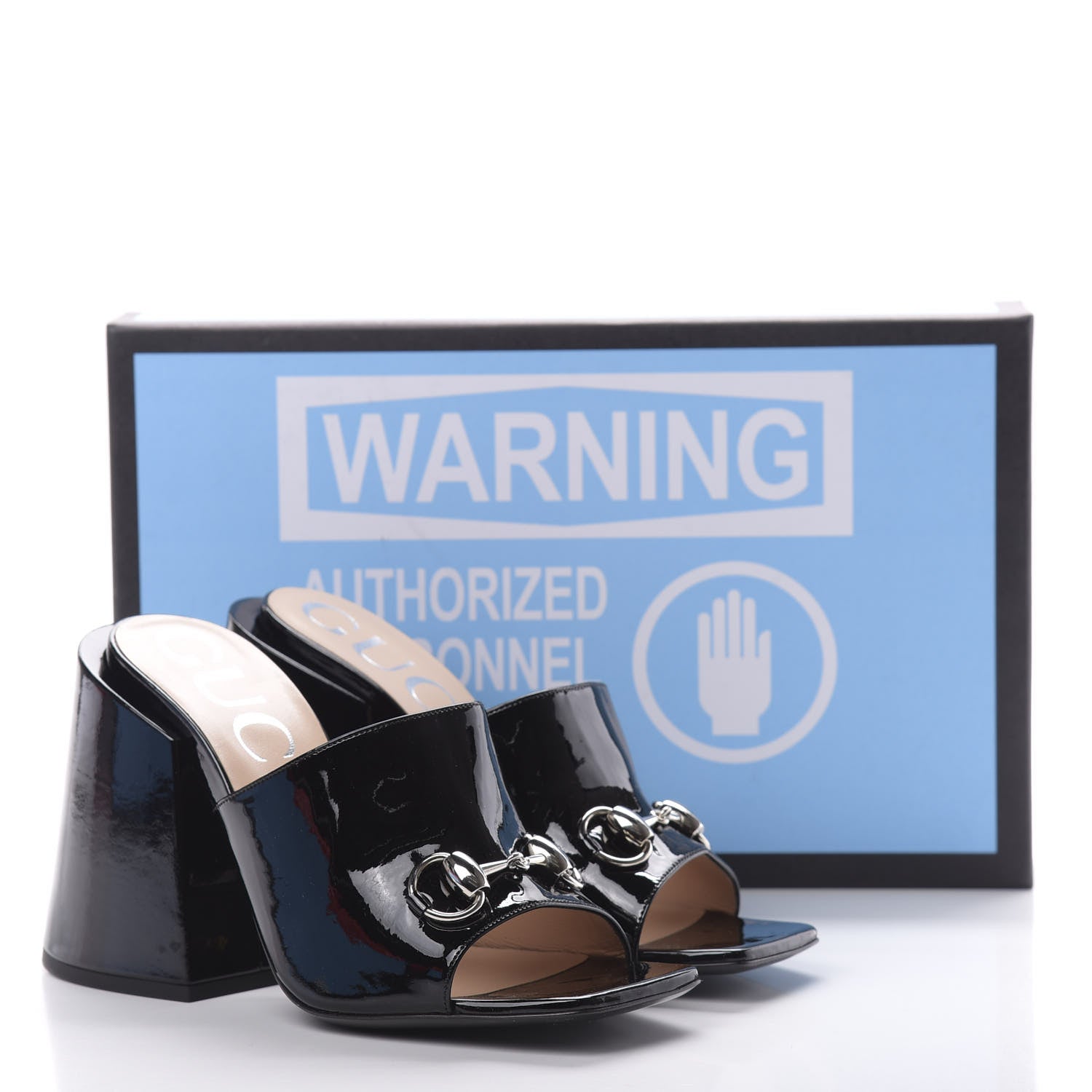 Gucci Patent Lexi Horsebit High-Heel Slide Sandals 37.5 Black 10 of 10