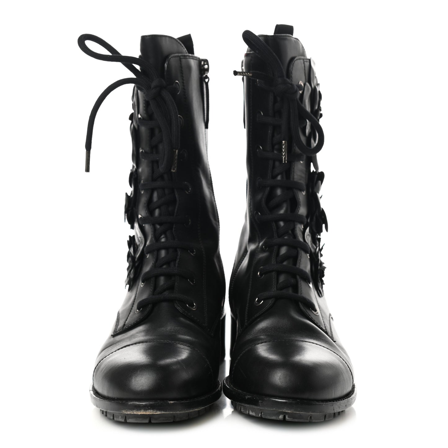Calfskin Techno Couture Combat Boots 39 Black