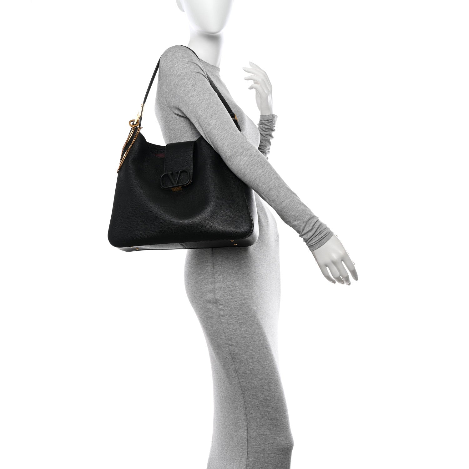 Valentino Garavani Grainy Calfskin VSling Hobo Bag Black 2 of 11