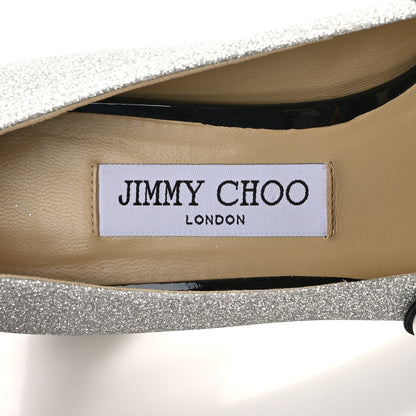 Jimmy Choo Patent Glitter Elisa 45 Mary Jane Flats 37.5 Silver Black 8 of 9