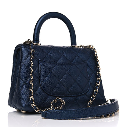 Chanel Iridescent Caviar Quilted Extra Mini Coco Handle Flap Dark Blue 2 of 4