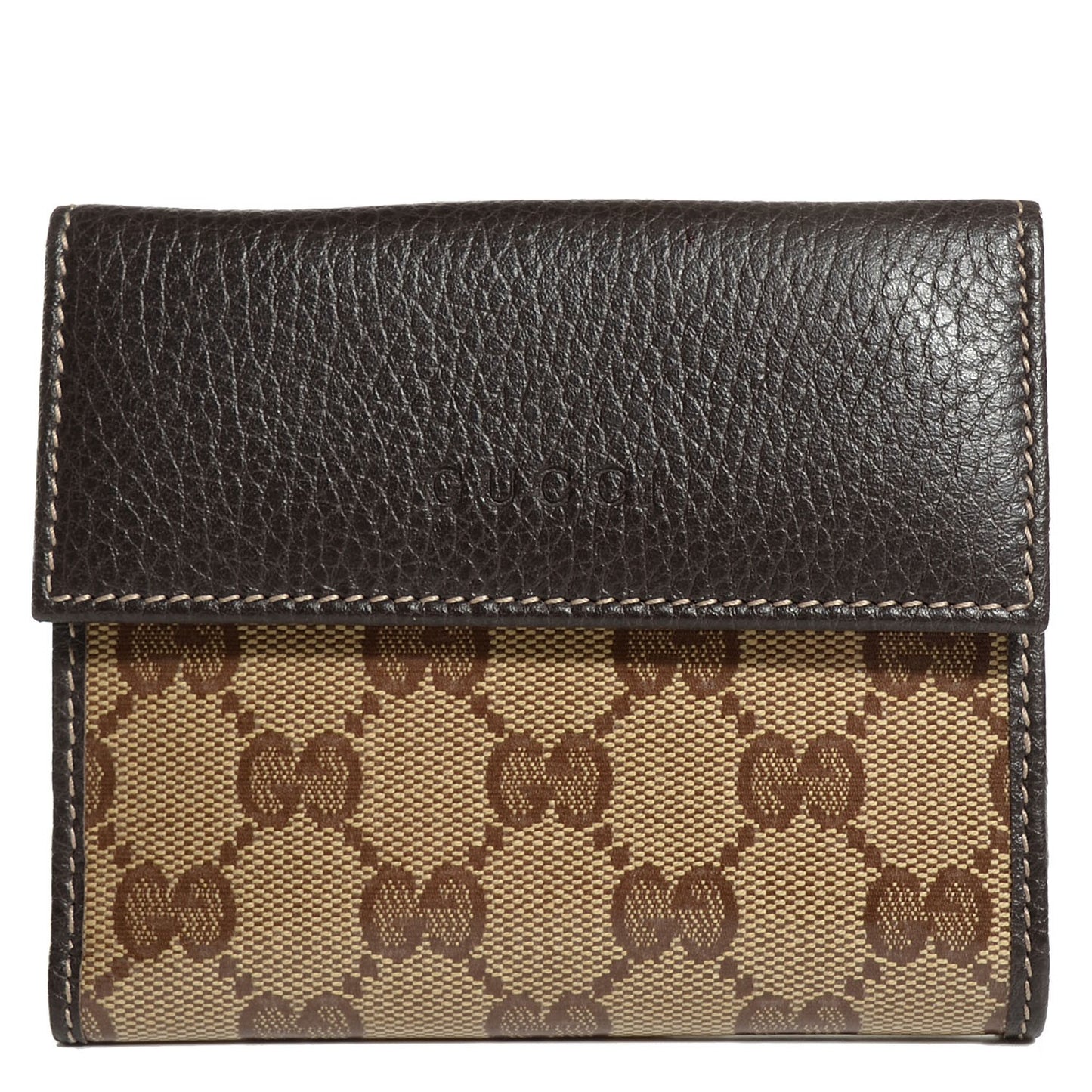 Crystal Monogram French Flap Wallet Dark Brown
