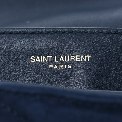 Saint Laurent Suede Y Quilted Monogram Toy Loulou Crossbody Bag Navy 8 of 12