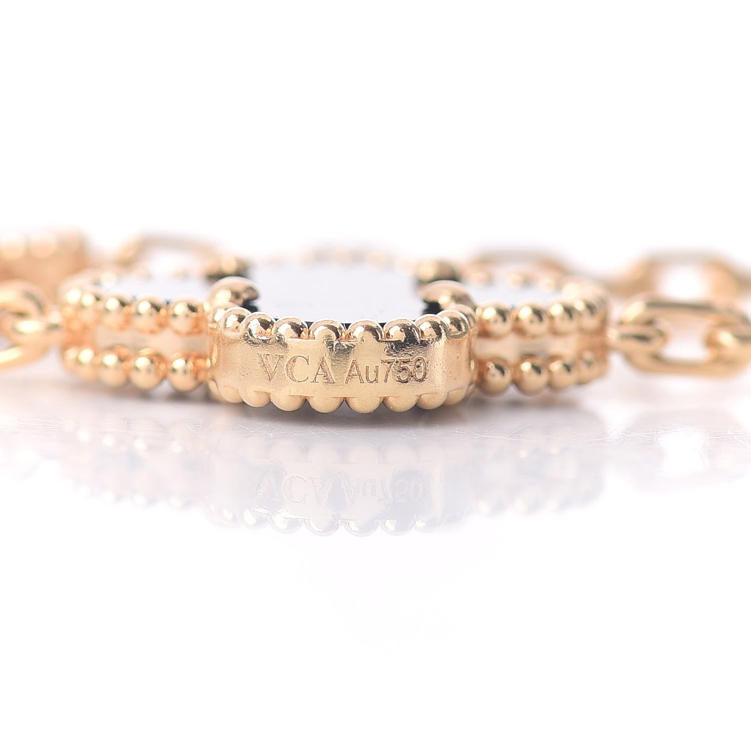 Van Cleef & Arpels 18K Yellow Gold Black Onyx 5 Motifs Vintage Alhambra Bracelet 4 of 5
