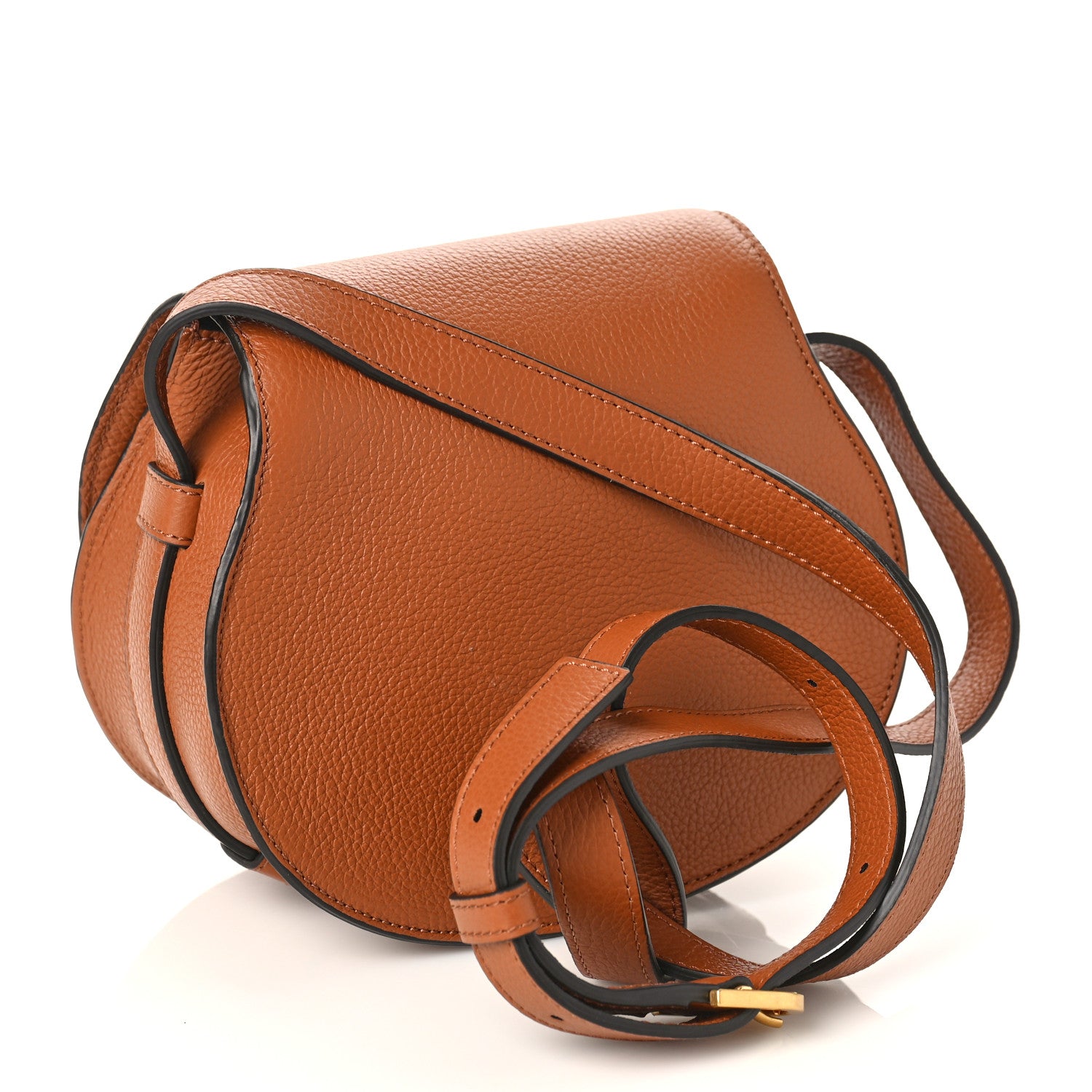 Chloe Grained Calfskin Studded Small Marcie Saddle Tan 3 of 9
